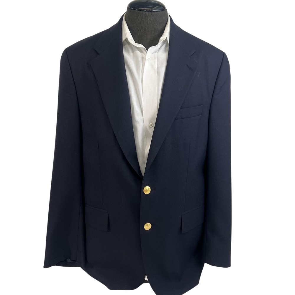 Polo University Club Blazer Mens 41R Blue Wool Gold Button Sport Coat Canada